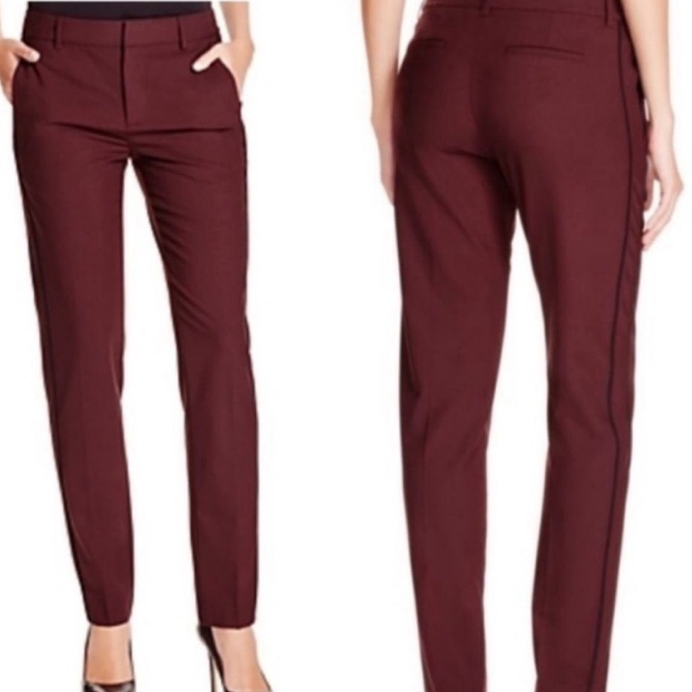 Vince Striped Burgundy Tuxedo Trousers